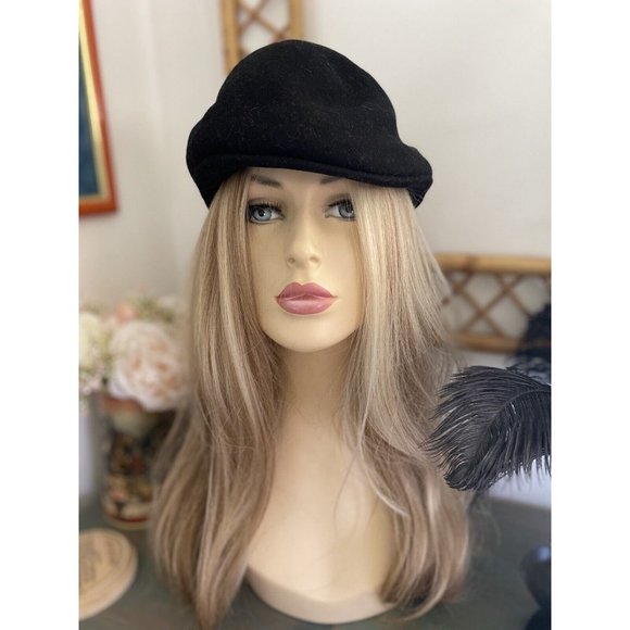 Country Gentleman Black‎ 100% Wool Newsboy Cap Hat Fitted Medium Size Vintage - Picture 10 of 16